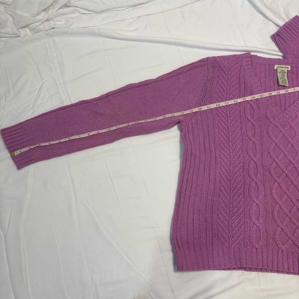 St. John’s Bay Cable Knit Sweater Sparkley Cotton Viscose Nylon Angora Blend - Picture 9 of 9